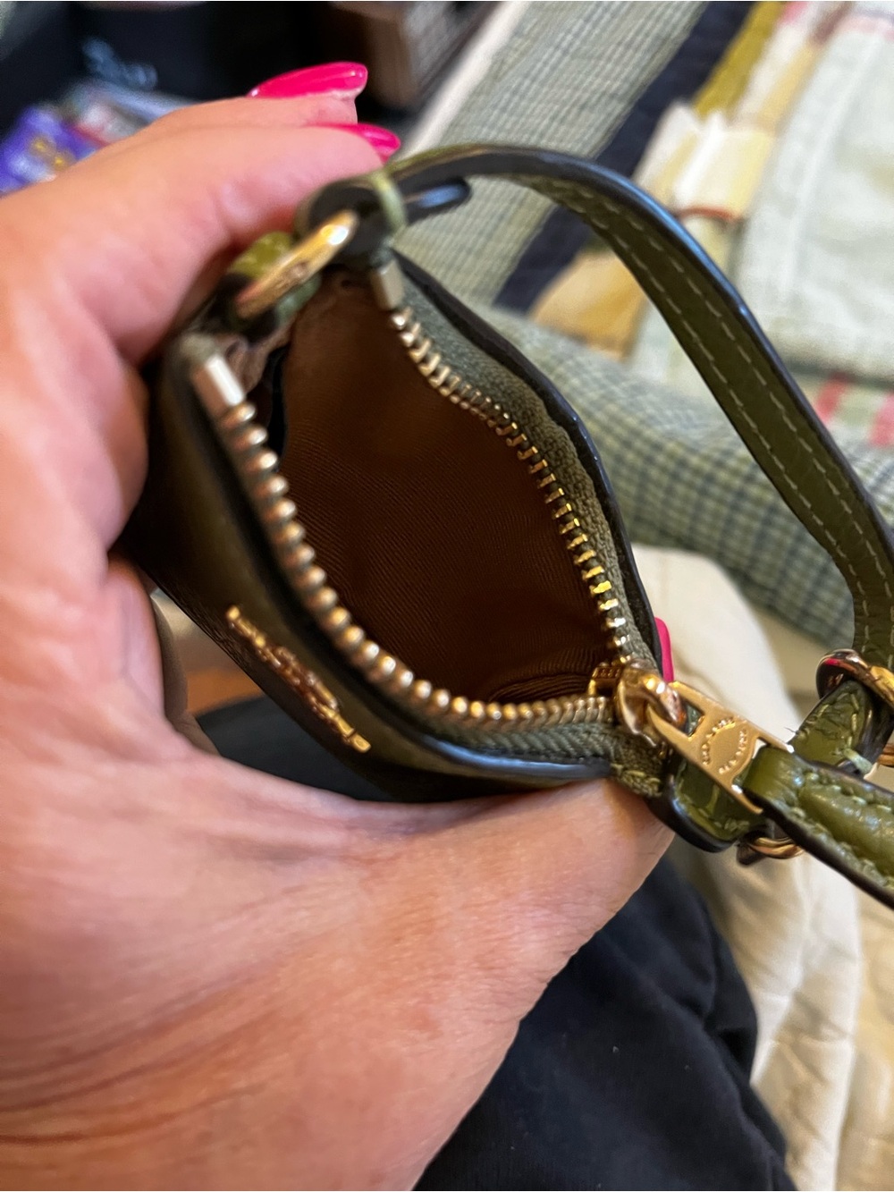 Coach Olive Pebbled Leather Green Bag Charm Vintage - Picture 6 of 15